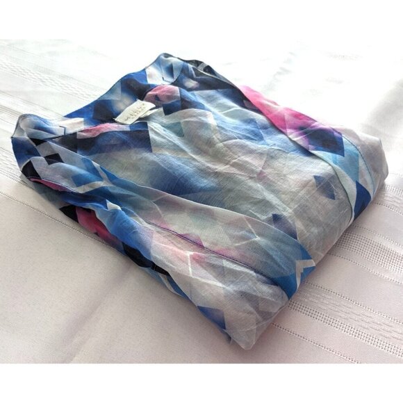 MILLY CABANA Capella Blue Kaleidoscope Ikat Cotton-Silk Cover-Up Tunic Size SP - Picture 5 of 6